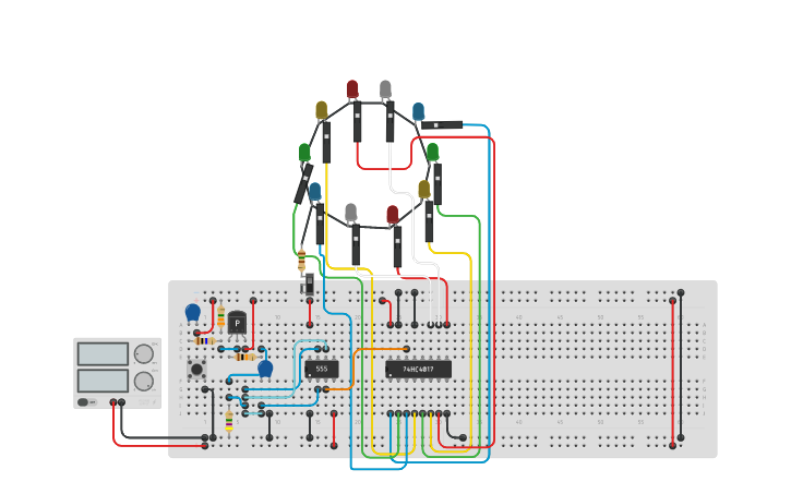 Led Roulette Circuit Circuit design Roulette game circuit - Tinkercad
