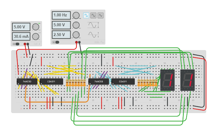 Circuit design Modulo 60 | Tinkercad
