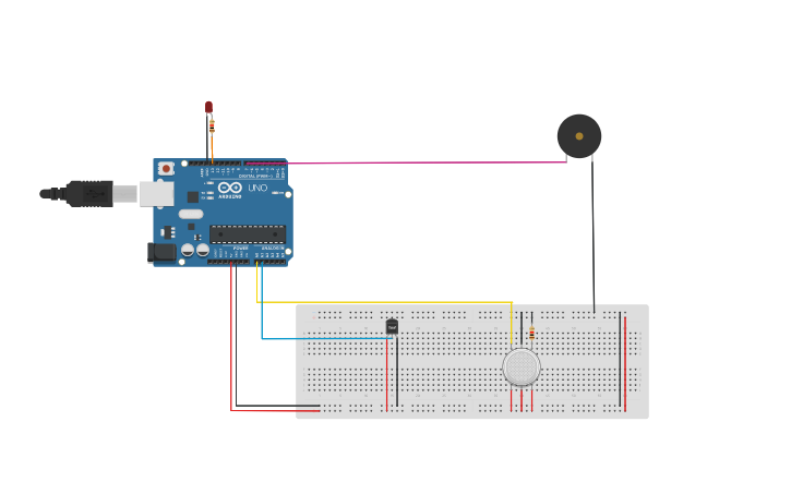 Circuit design Fire Alarm System | Tinkercad