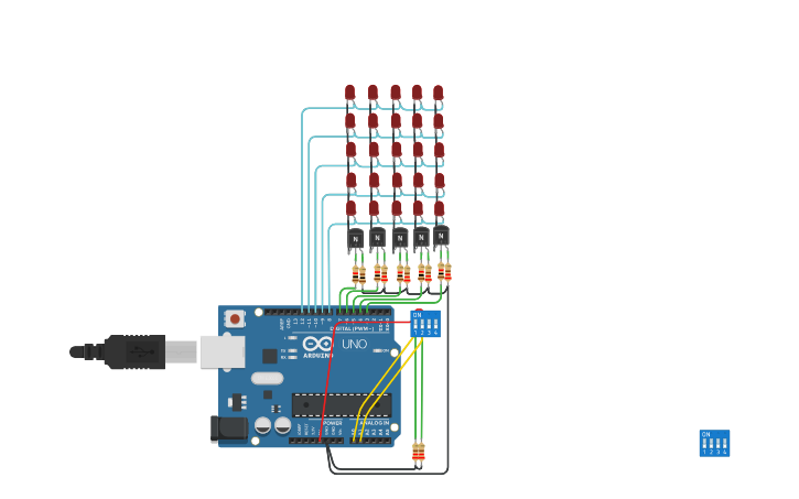 Circuit design Copy of JV Matriz LED 5x5 | Tinkercad