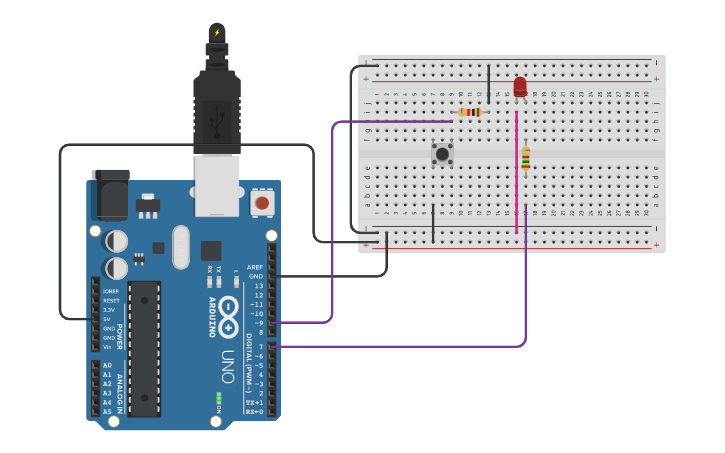Circuit design Push Button - Tinkercad