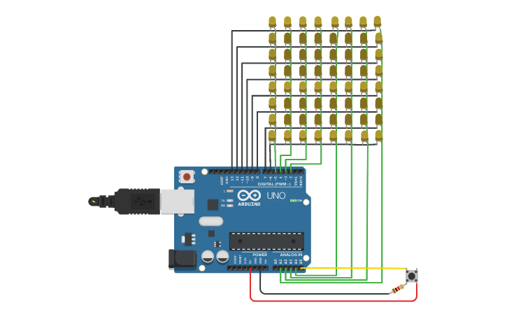 Circuit design Showing DOB on Led Dot Matrix using Arduino | Tinkercad