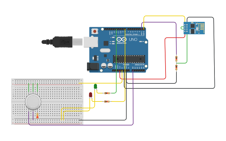 Circuit design smoke sensor - Tinkercad