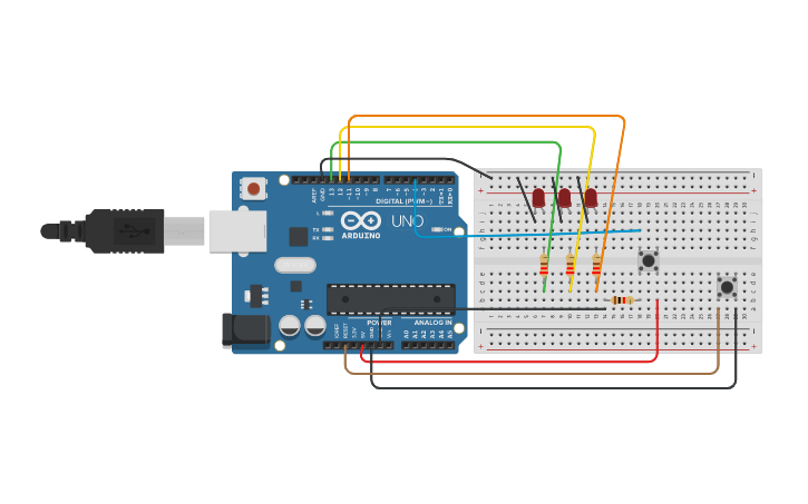 Circuit design Arduino pushbutton tutorial - Tinkercad