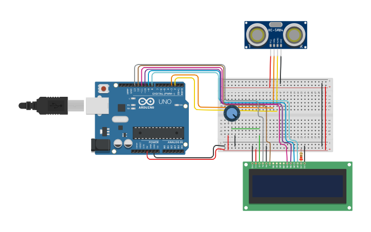 Circuit design Ultrasonic Distance Sensor | Tinkercad