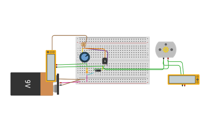 Circuit design Transistor BJT - Tinkercad