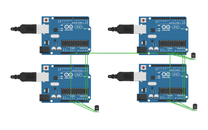 Circuit design Arduino Centralized Temp Sensors | Tinkercad