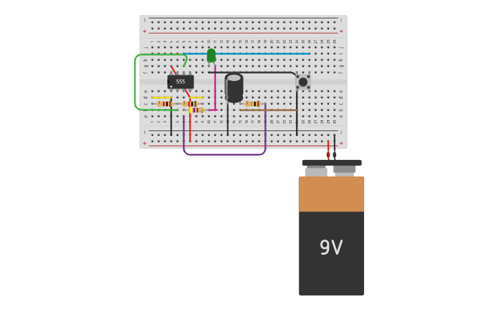 Circuit design Simple ON/OFF Switch (555 Timer IC) - Tinkercad