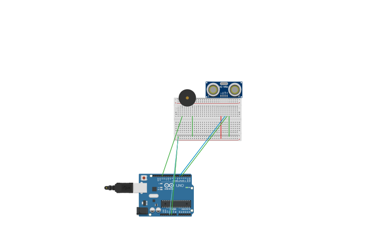 Circuit design Reverse car parking sensor - Tinkercad