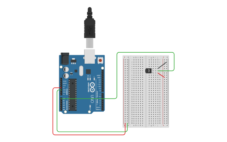 Circuit design Temperature Sensor | Tinkercad