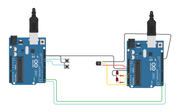 Circuit design Maestro-Esclavo - Tinkercad