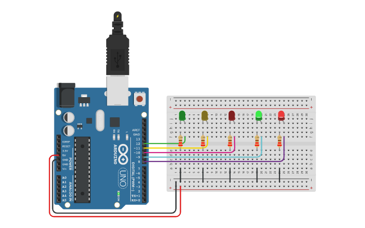 Circuit design semáforo - Tinkercad