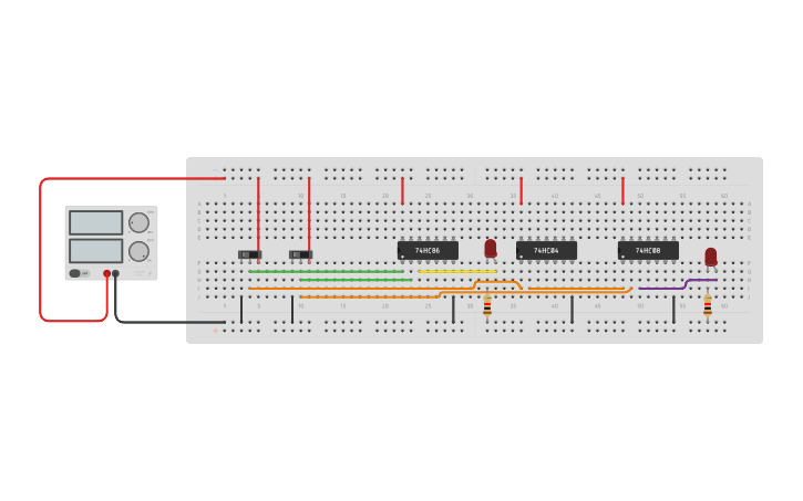 Circuit design HALF SUBTRACTOR USING BASIC GATES - Tinkercad