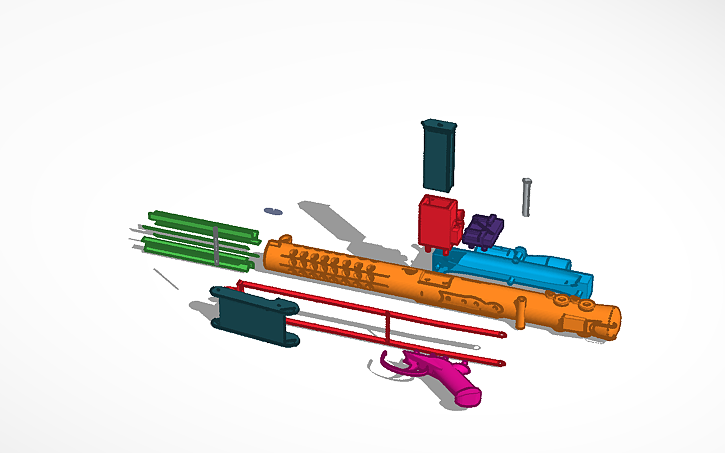 3D design E11 blaster separeted parts - Tinkercad