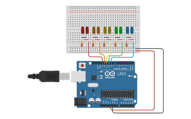 Circuit design Garland - Tinkercad