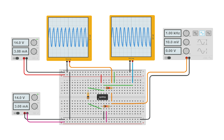 Circuit design Inverting Amplifier Circuit IC-741 - Tinkercad