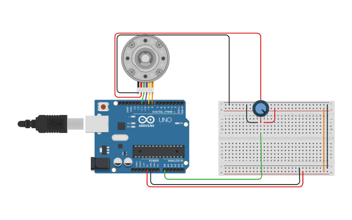 Circuit design Tinkercad Stepper motor - Tinkercad