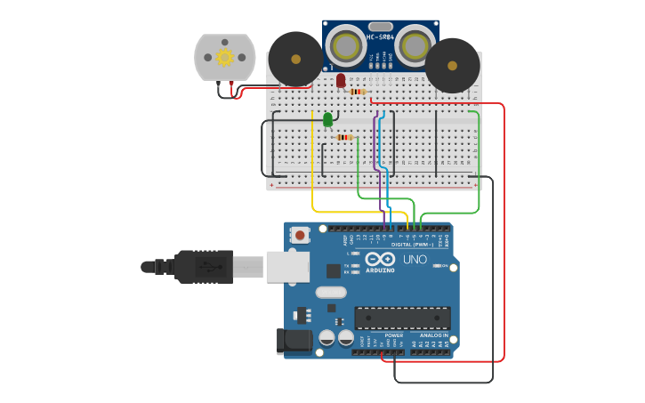 Circuit design Smart Blind Stick - Tinkercad