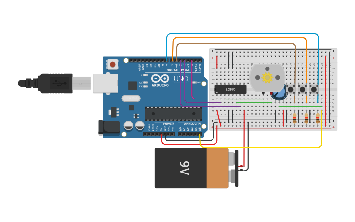 Circuit design DC motor - Tinkercad