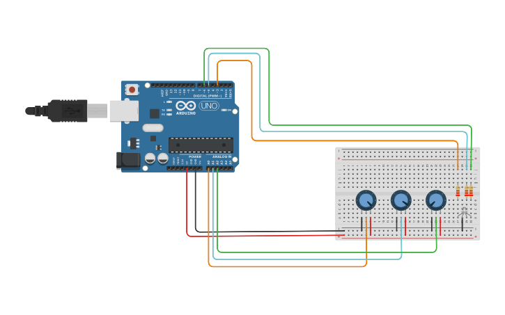 Circuit design EJERCICIO 1: AUTOTUNING LED rgb - Tinkercad