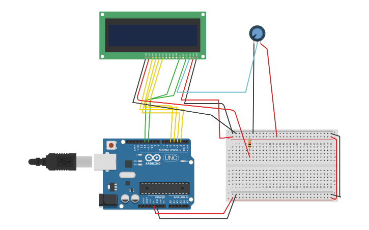 Circuit design LCD Display Interfacing - Tinkercad