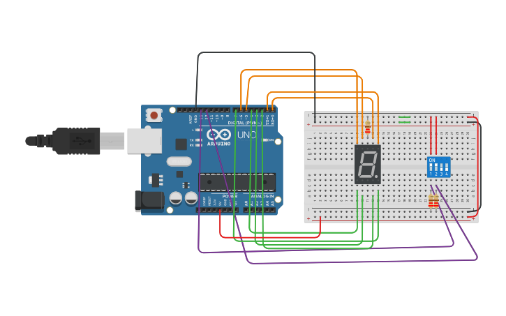 Circuit design Contador impares con Display 7 segmentos(ascendente ...