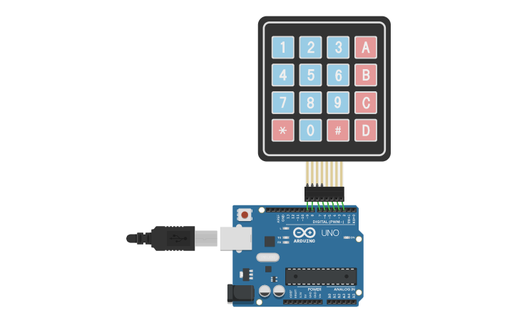 Circuit design hex keypad - Tinkercad