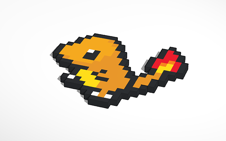 3D design Charmander Pixel Art | Tinkercad