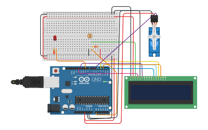 Circuit design ldr with servo - Tinkercad