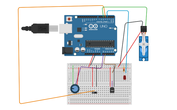 Circuit design sensor and actuator | Tinkercad