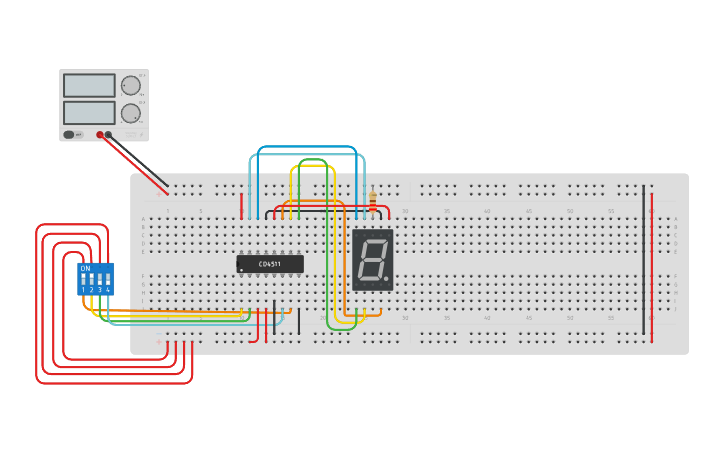 Circuit design 7 Segment Display - Tinkercad