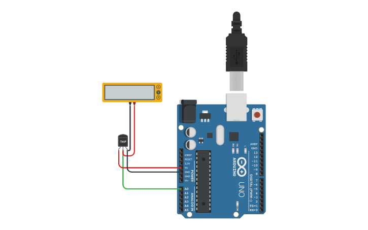 Circuit design Termômetro Digital - Tinkercad