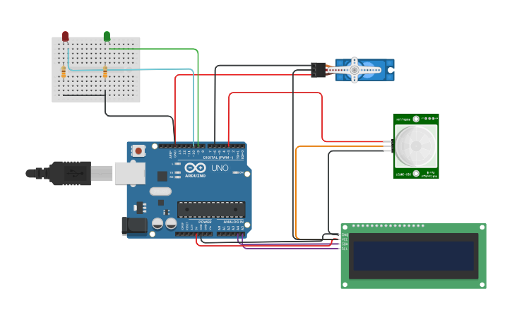 Circuit design automatic door operation - Tinkercad