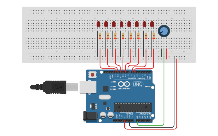 Circuit design Knight Rider Lauflicht mit definiertem Poti 100-500 ms ...