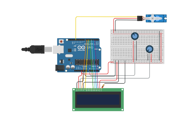 Circuit design Servo LCD Dsiplay - Tinkercad