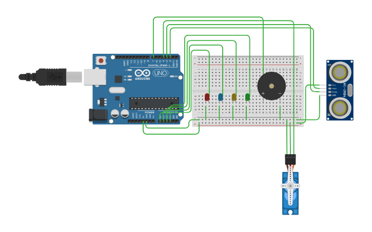 Circuit design Water Level Monitoring System - Tinkercad