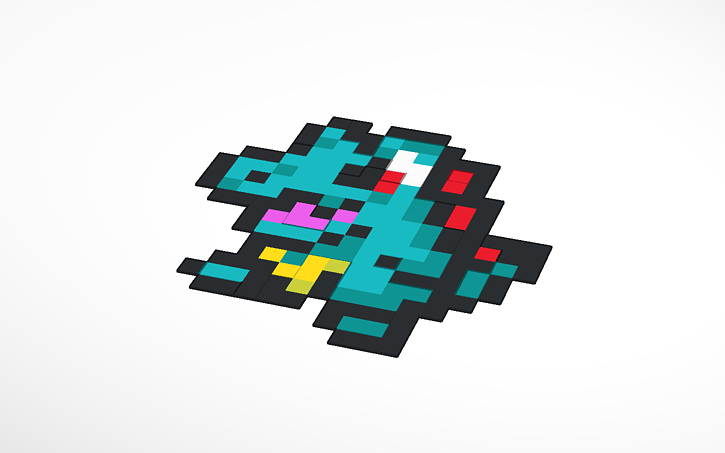 Pixelated Totodile Tinkercad