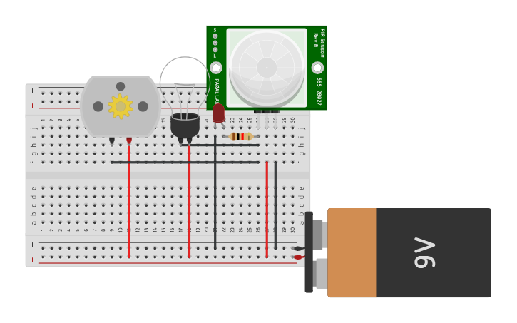Circuit design Motion sensor - Tinkercad