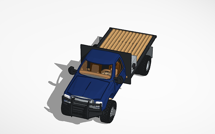 3D design flatbed farm truck - Tinkercad