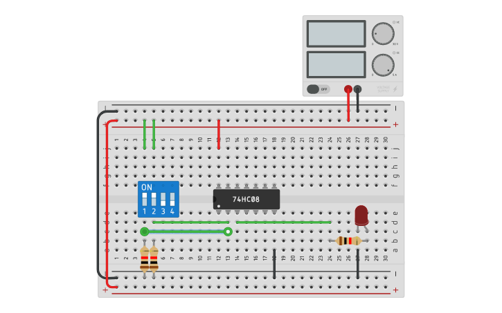 Circuit design AND GATE - Tinkercad