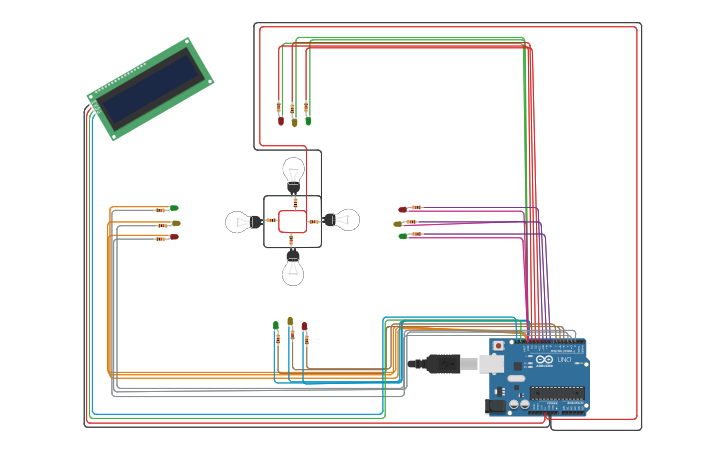 Circuit design 4 WAY TRAFFIC - Tinkercad