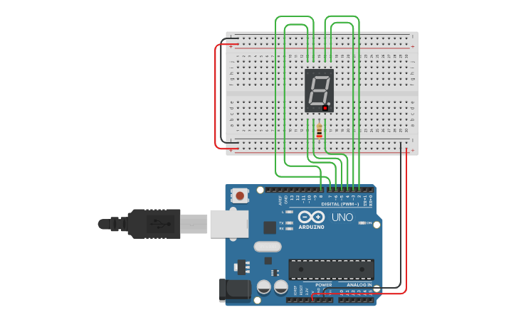 Circuit design 7 Segment Display | Tinkercad