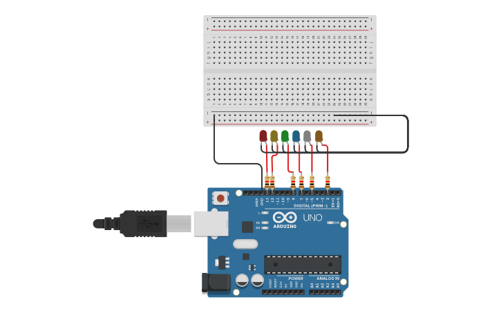Circuit design შუქდიოდების ანთება - Tinkercad