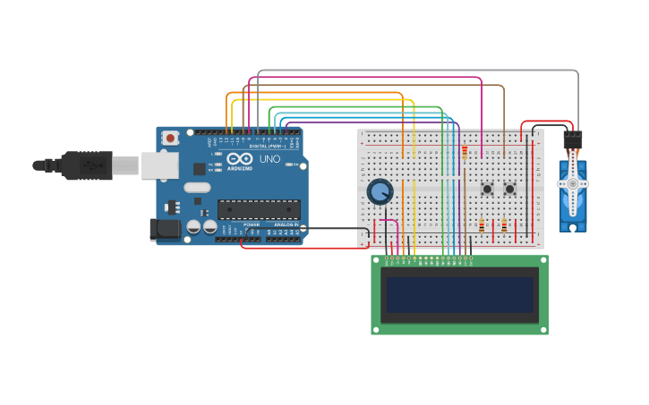 Circuit design Arduino based Parking System - Tinkercad