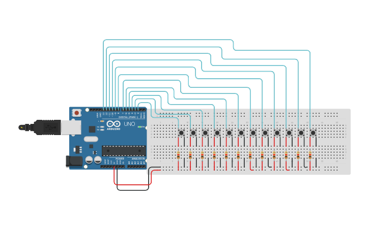 Arduino Keyboard Cad Circuit design Keyboard - Tinkercad