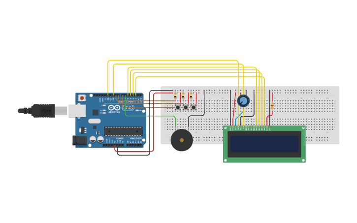 Circuit design Reloj Digital con Alarma - Tinkercad