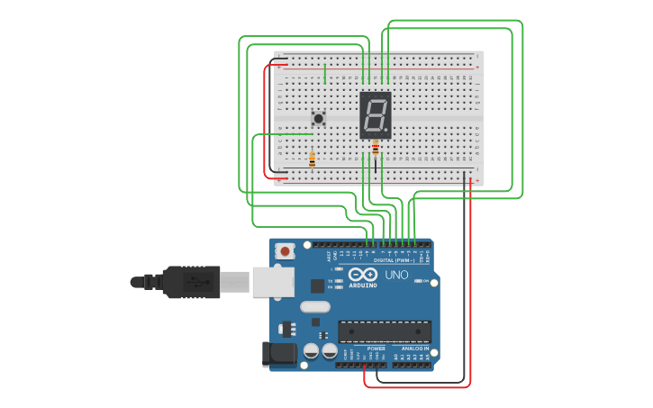 Circuit design Dado digital | Tinkercad