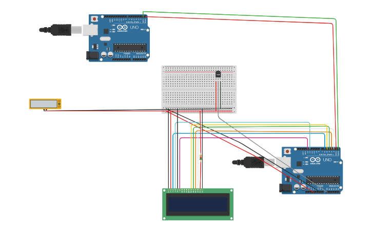 Circuit design Copy of SENSOR DE TEMPERATURA CON PANTALLA | Tinkercad