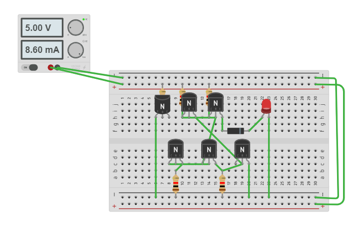 Circuit design TTL NOR gate - Tinkercad
