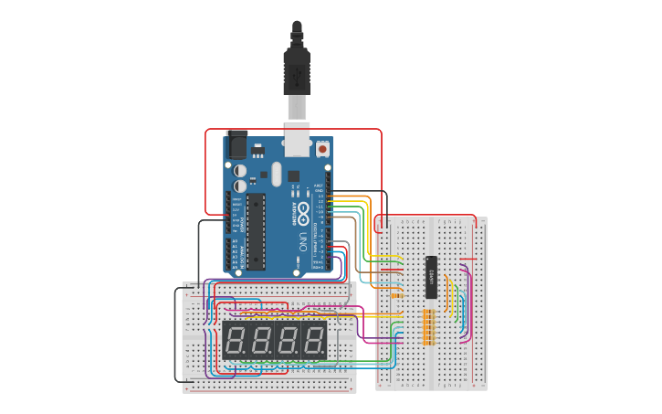 Circuit design 7 segment practice - Tinkercad